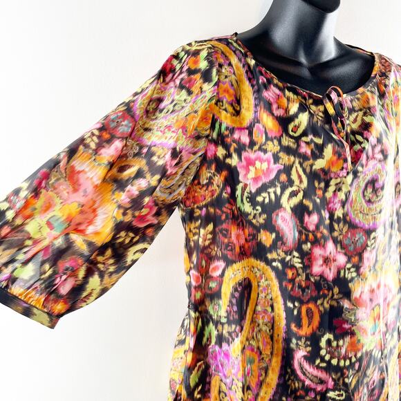 Ralph Lauren 100% Silk Paisley Matching Blouse and Midi Skirt Set Orange Small - Picture 11 of 13